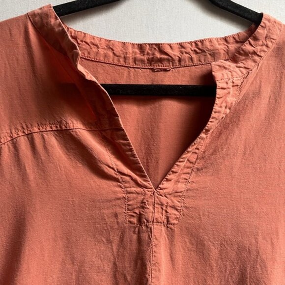 Ischiko linen blend orange short sleeve dress Sz XXL 24” PTP - Picture 5 of 11